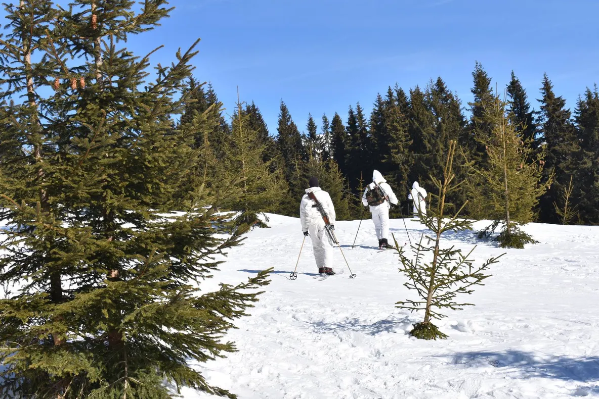 Militarii polonezi staţionaţi la Craiova, instrucţie pe timp de iarnă, în staţiunea Rânca - FOTO