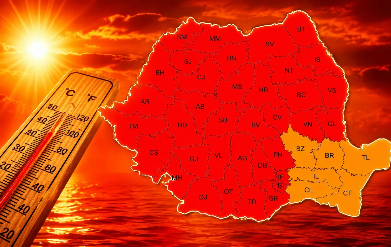 Cod roșu de caniculă în aproape toată România. Temperaturile urcă până la 41 de grade